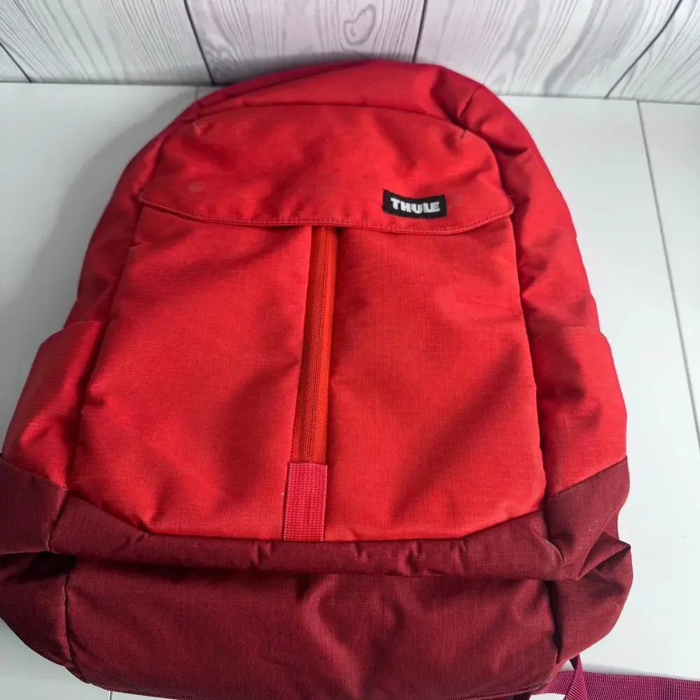 Thule Lithos Laptop Backpack Red  Bag Lightweight Padded Multi-Pocket 18x13